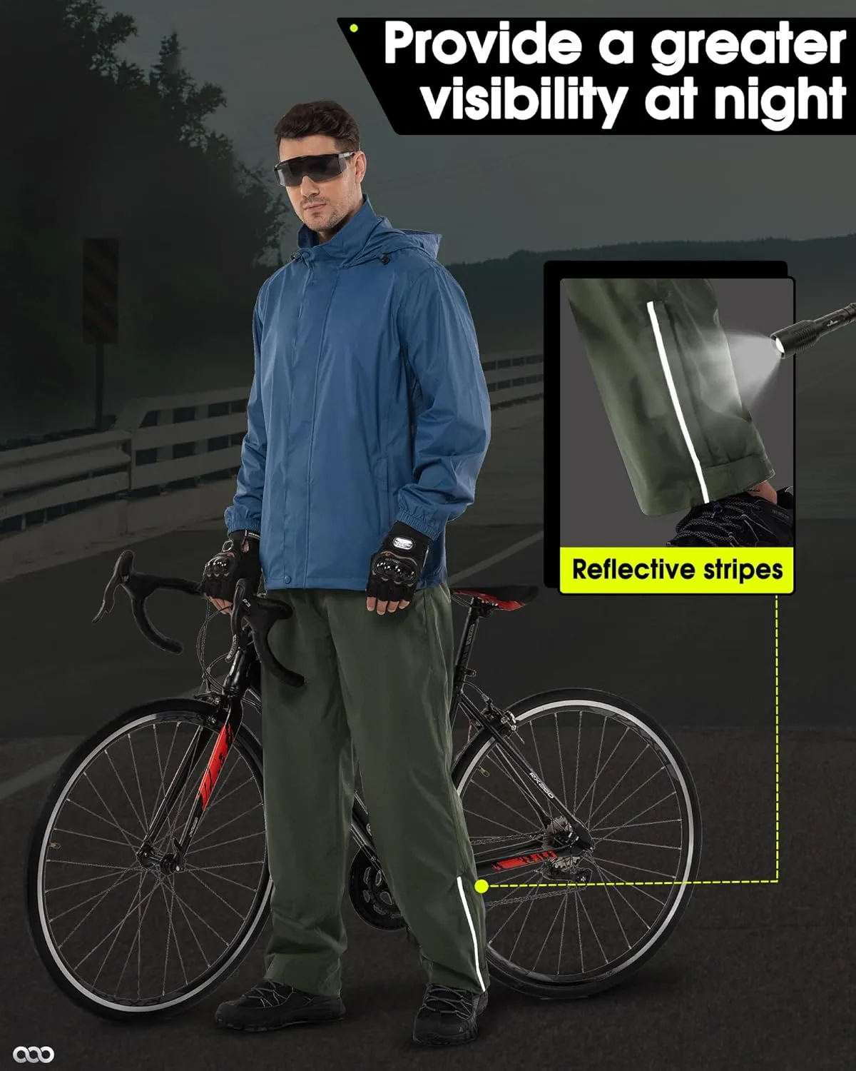 33,000ft Men's Rain Pants Waterproof, Windproof Lightweight Outdoor Rain Over Pants for Fishing Golf Work Hiking