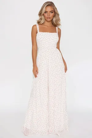 Adeline Flower Print Jumpsuit - White/combo