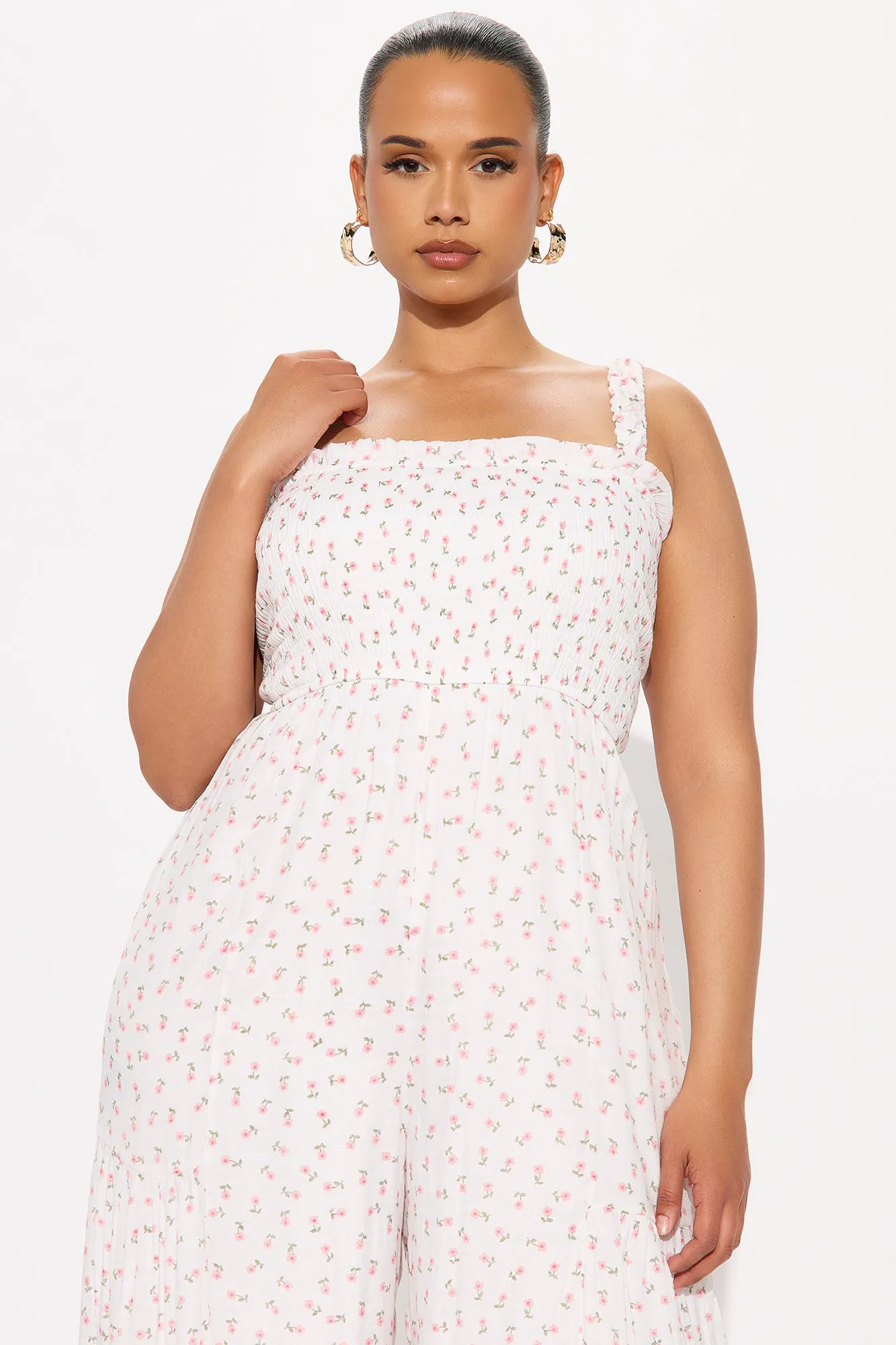 Adeline Flower Print Jumpsuit - White/combo