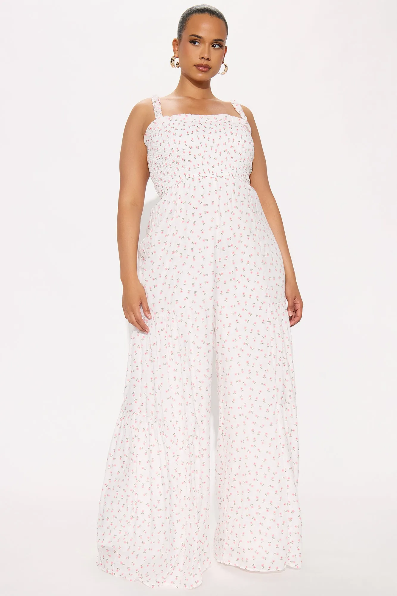 Adeline Flower Print Jumpsuit - White/combo