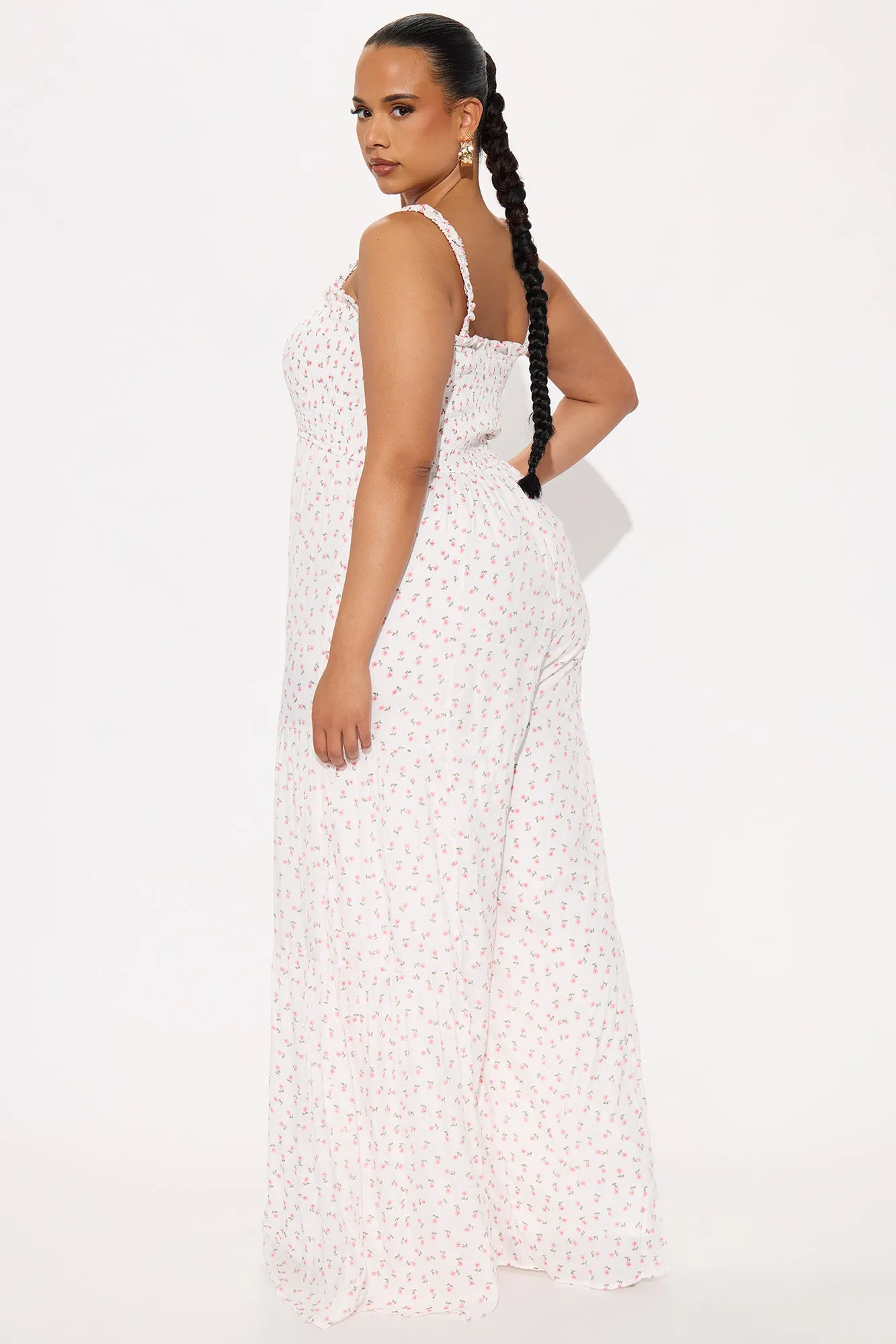 Adeline Flower Print Jumpsuit - White/combo