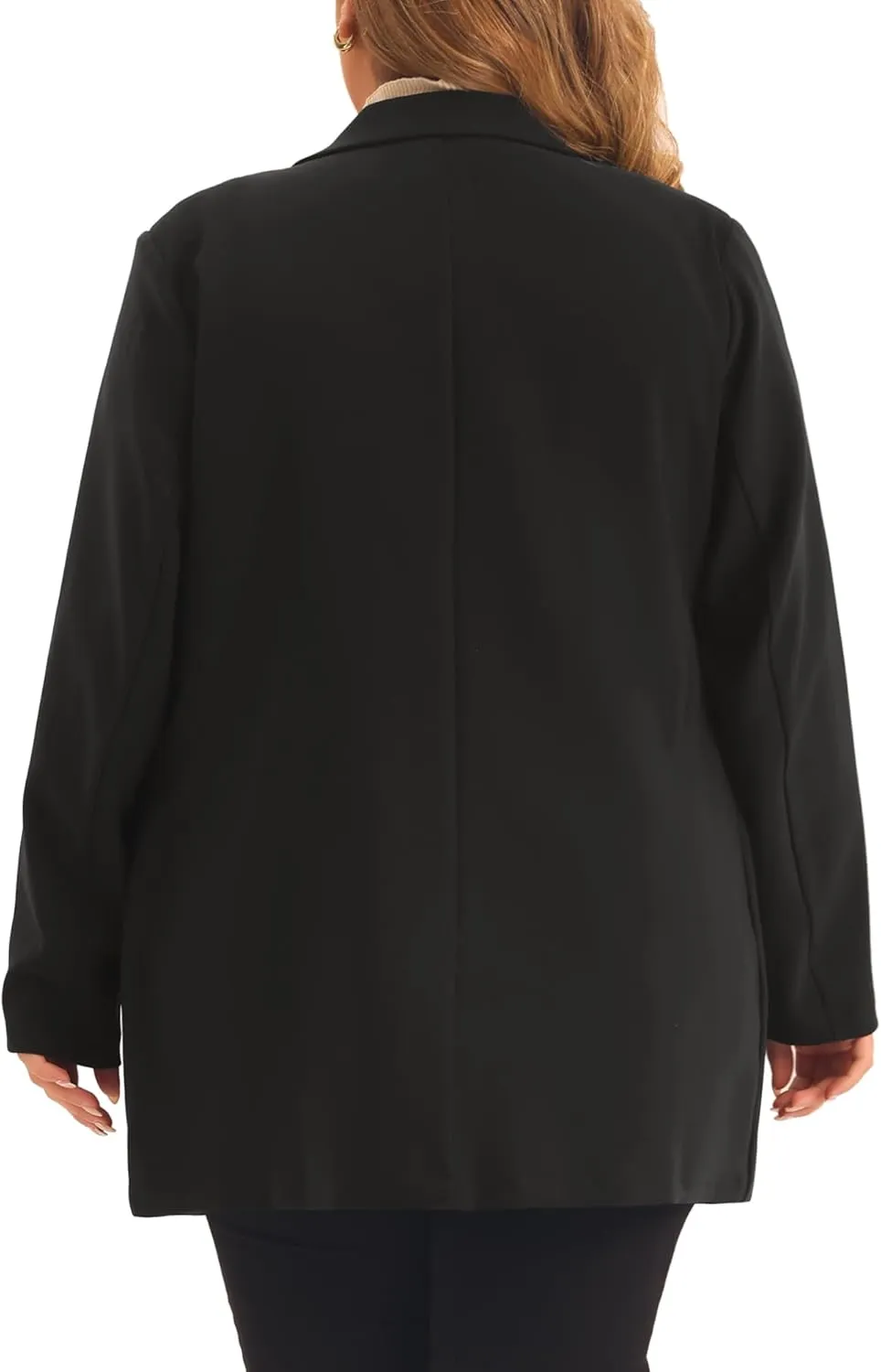 Agnes Orinda Plus Size Blazers for Women Lapel Button with Pocket Office Work Jackets Long Blazer