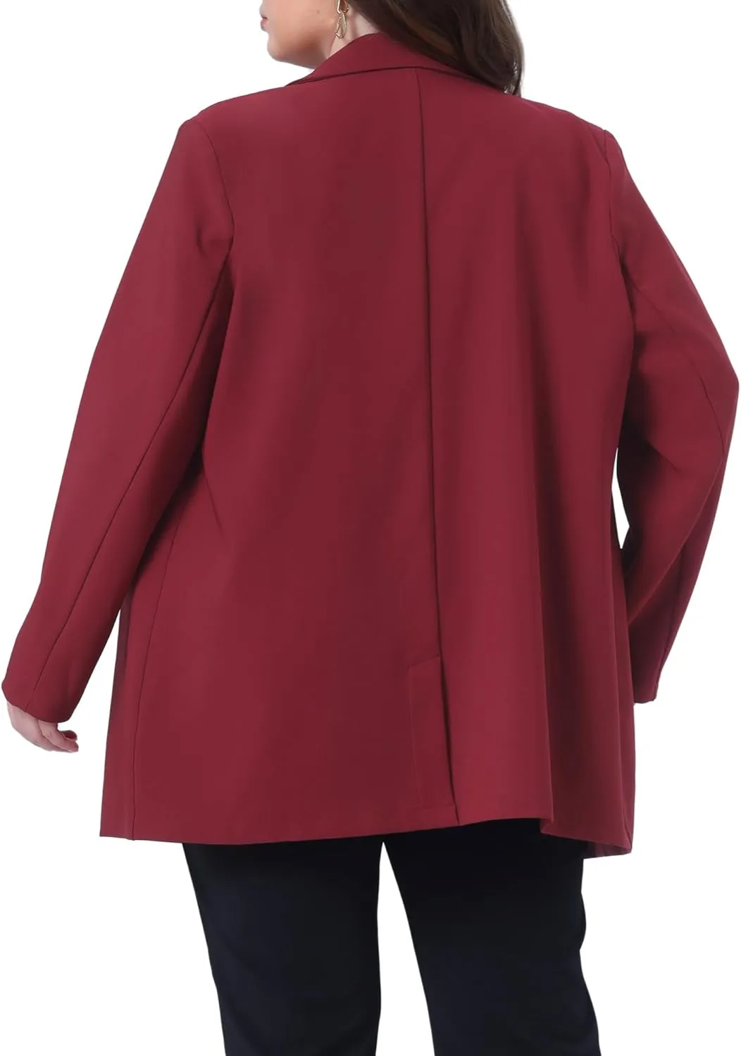 Agnes Orinda Plus Size Blazers for Women Lapel Button with Pocket Office Work Jackets Long Blazer