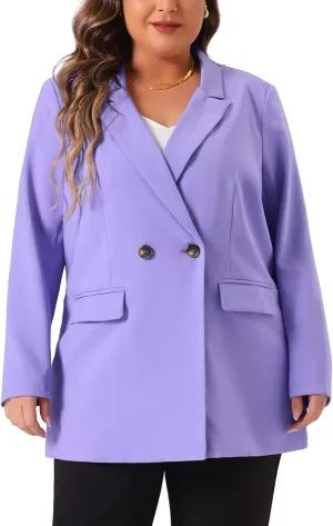 Agnes Orinda Plus Size Blazers for Women Lapel Button with Pocket Office Work Jackets Long Blazer