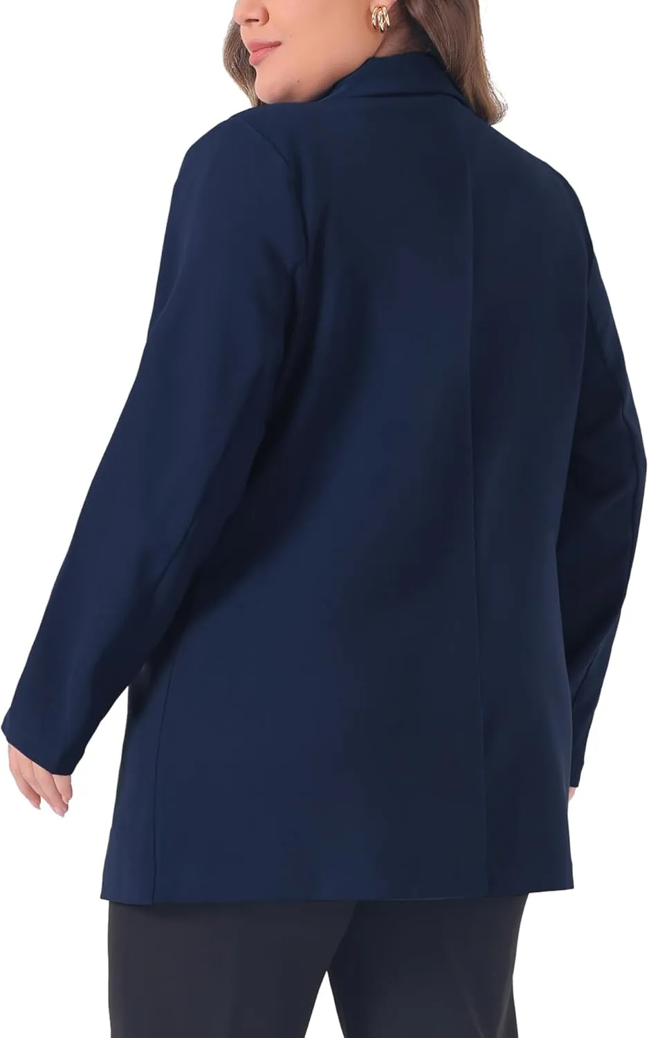 Agnes Orinda Plus Size Blazers for Women Lapel Button with Pocket Office Work Jackets Long Blazer