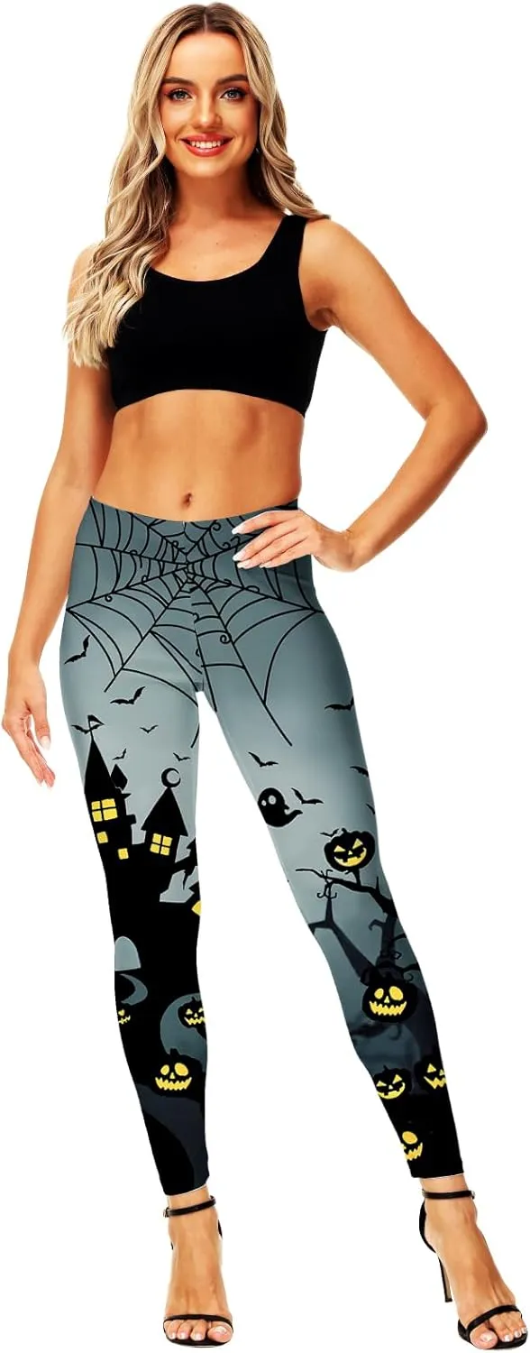 AOBUTE Women's Halloween Leggings Stretchy Printed Legging Tights