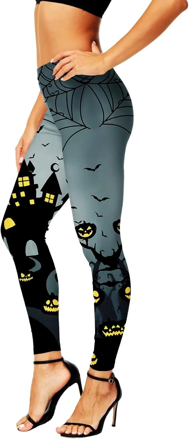 AOBUTE Women's Halloween Leggings Stretchy Printed Legging Tights