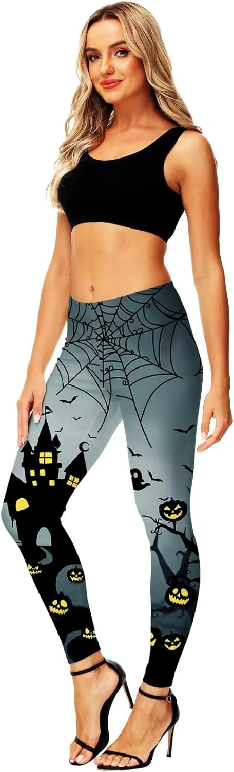 AOBUTE Women's Halloween Leggings Stretchy Printed Legging Tights