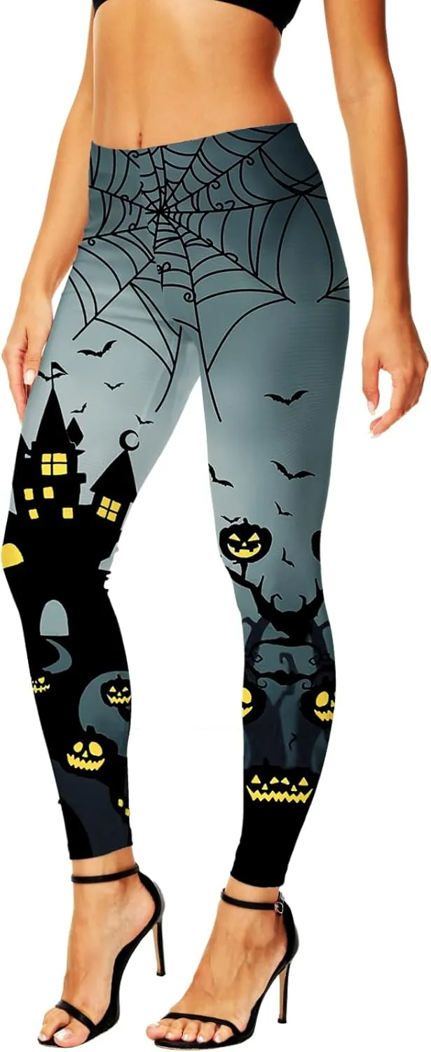 AOBUTE Women's Halloween Leggings Stretchy Printed Legging Tights
