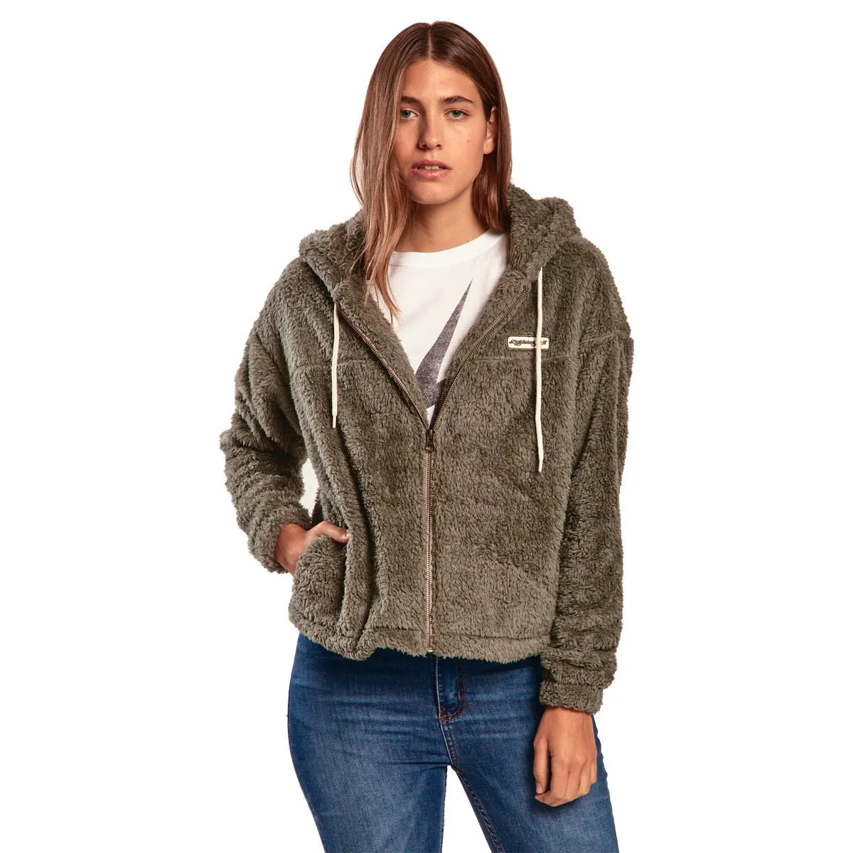 Cairns Sherpa Zip Up Hoodie Womens - Lightning Bolt ⚡