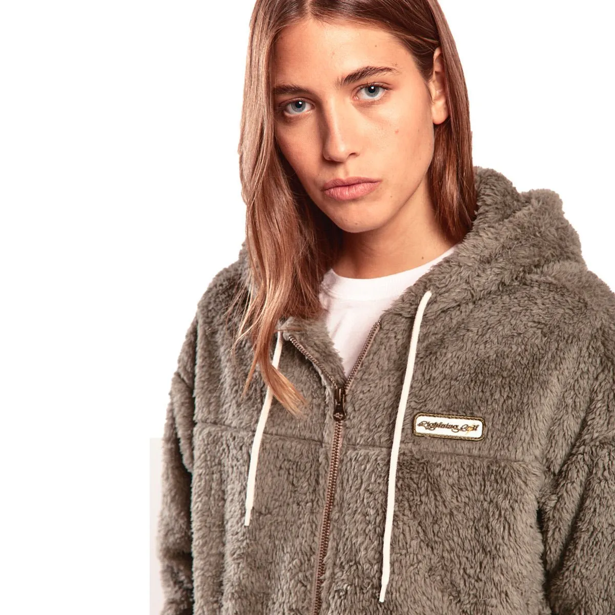 Cairns Sherpa Zip Up Hoodie Womens - Lightning Bolt ⚡