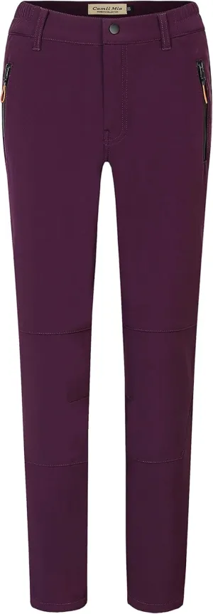 Camii Mia Women's Winter Warm Outdoor Slim Windproof Waterproof Ski Snow Fleece Hiking Pants