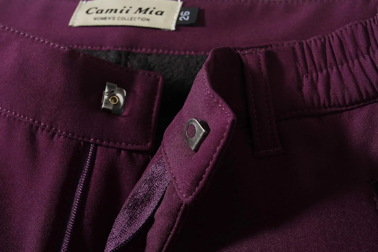 Camii Mia Women's Winter Warm Outdoor Slim Windproof Waterproof Ski Snow Fleece Hiking Pants