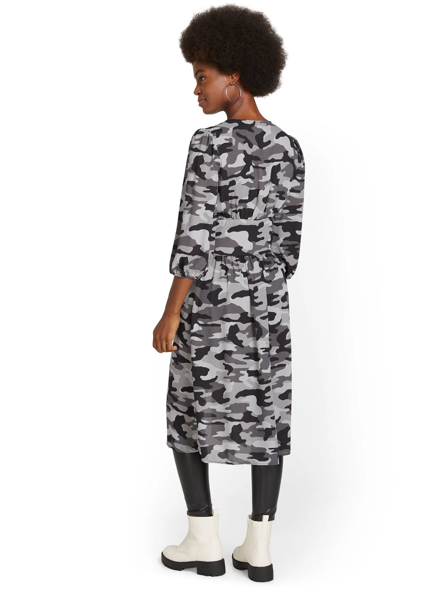 Camo-Print Lace-Up Duster