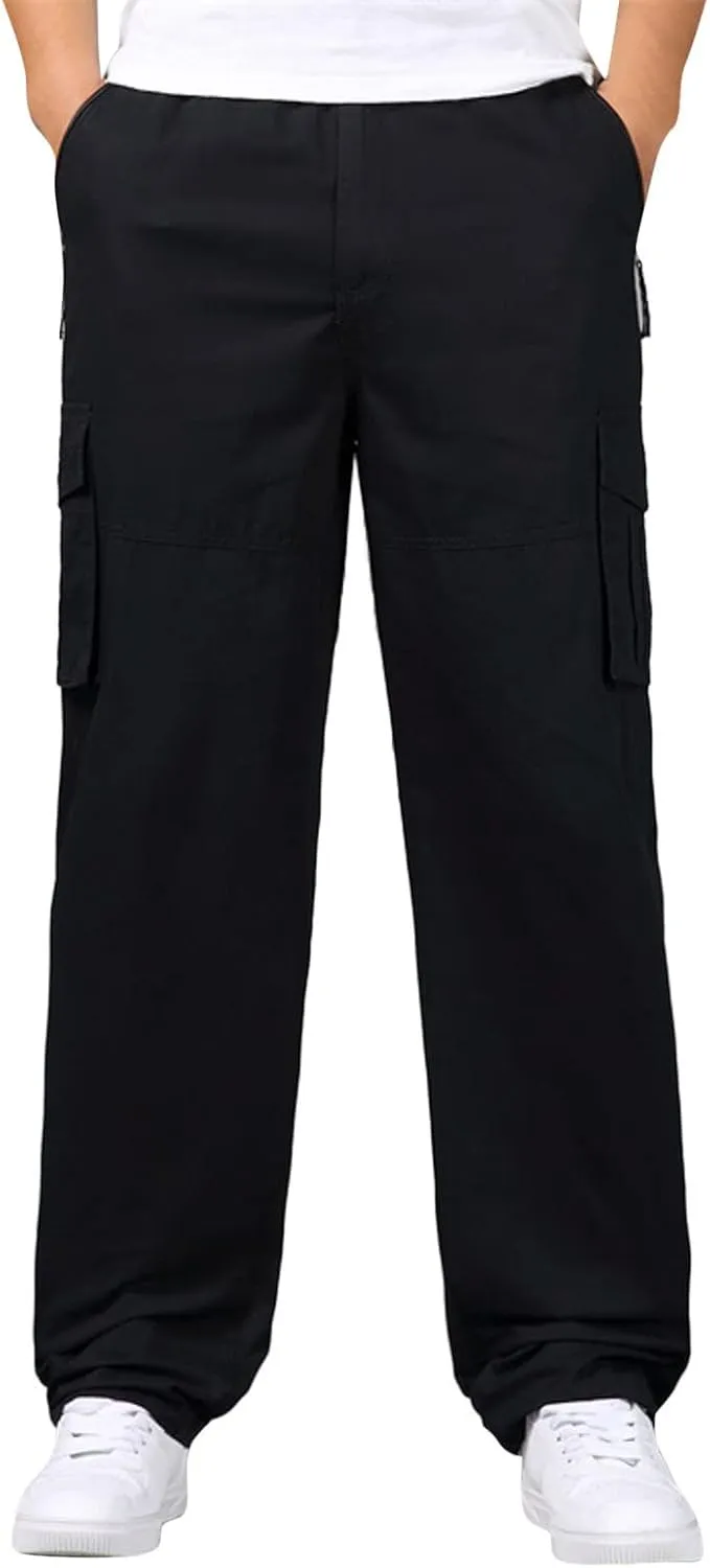 Cargo Pants for Men Relaxed Fit Elastic Running Athletic Sports Pants Casual Straight-Leg Trousers Mens Heavyweight