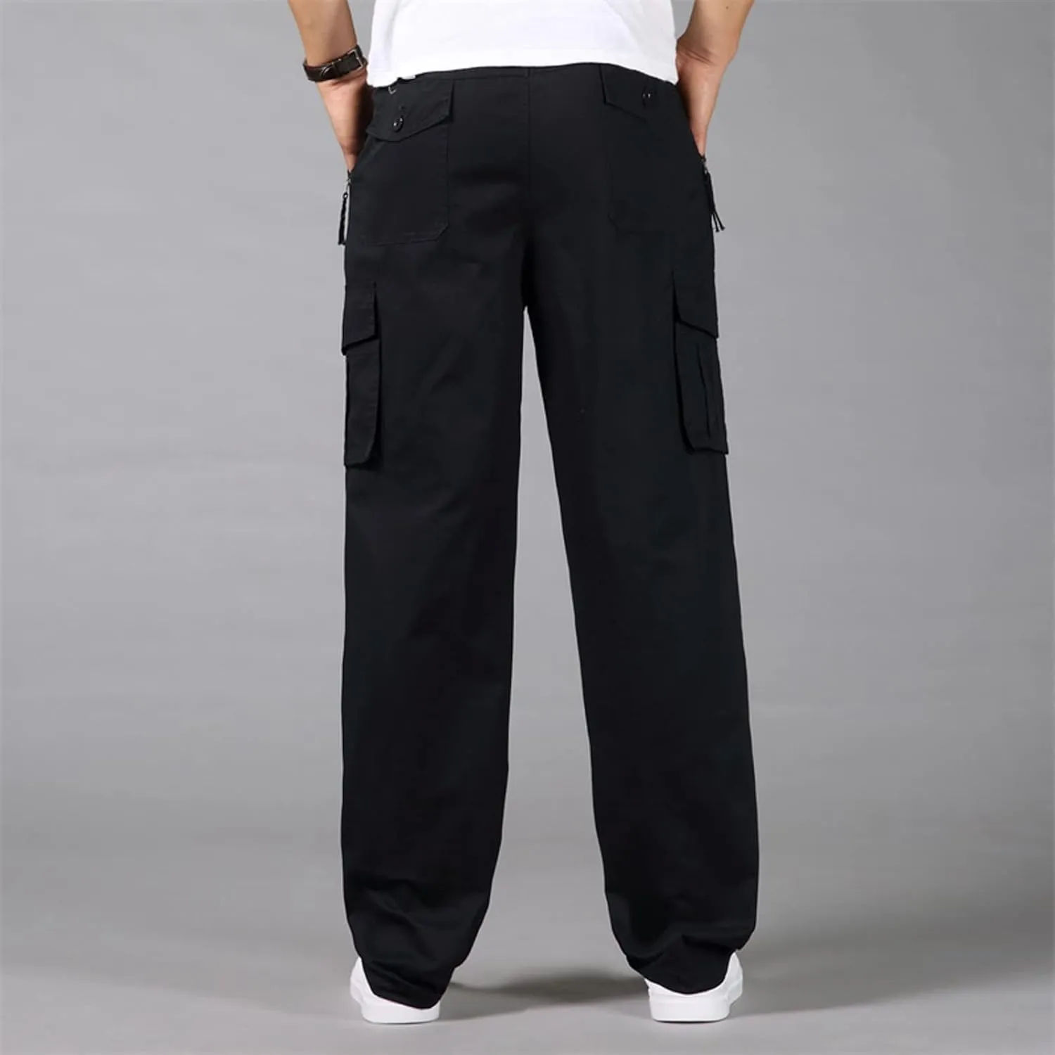 Cargo Pants for Men Relaxed Fit Elastic Running Athletic Sports Pants Casual Straight-Leg Trousers Mens Heavyweight