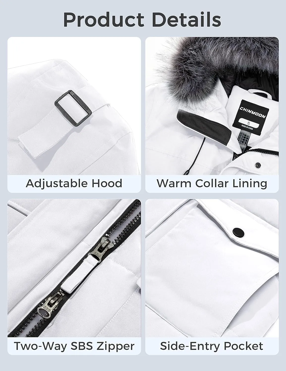 CHINMOON Women's Winter Coat Thickened Warm Parka Long Puffer Jacket