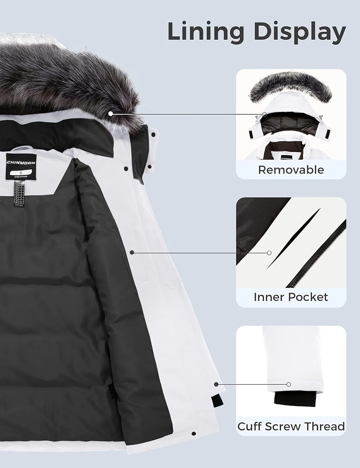 CHINMOON Women's Winter Coat Thickened Warm Parka Long Puffer Jacket