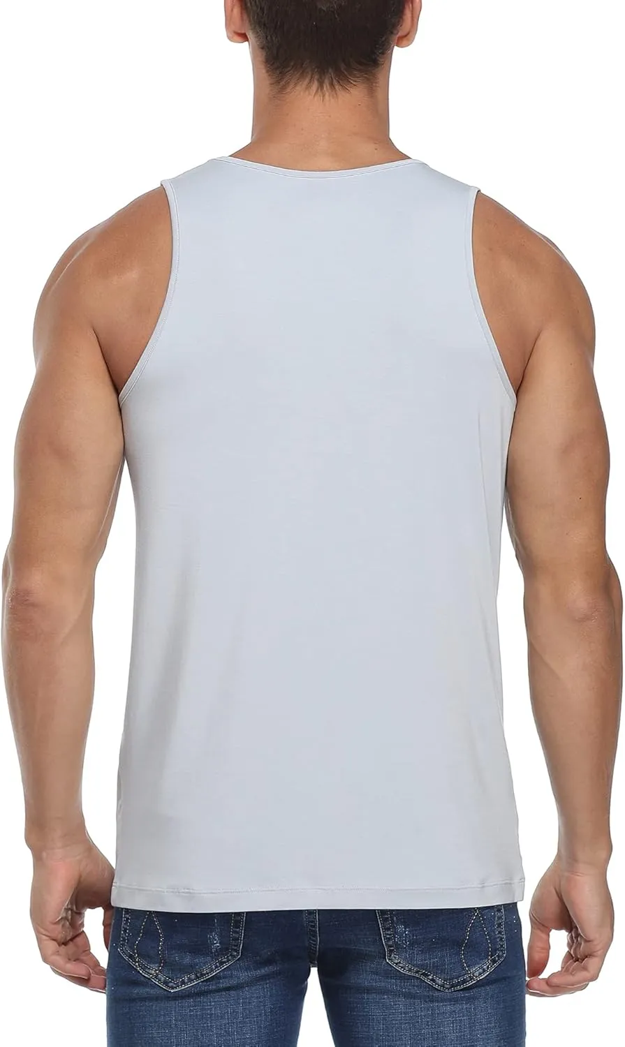 COLORFULLEAF Men's Bamboo Rayon Undershirts Tank Tops Men Crew Neck Stretchy Tank Shirts Pack(1 or 3)