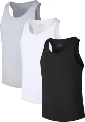 COLORFULLEAF Men's Bamboo Rayon Undershirts Tank Tops Men Crew Neck Stretchy Tank Shirts Pack(1 or 3)