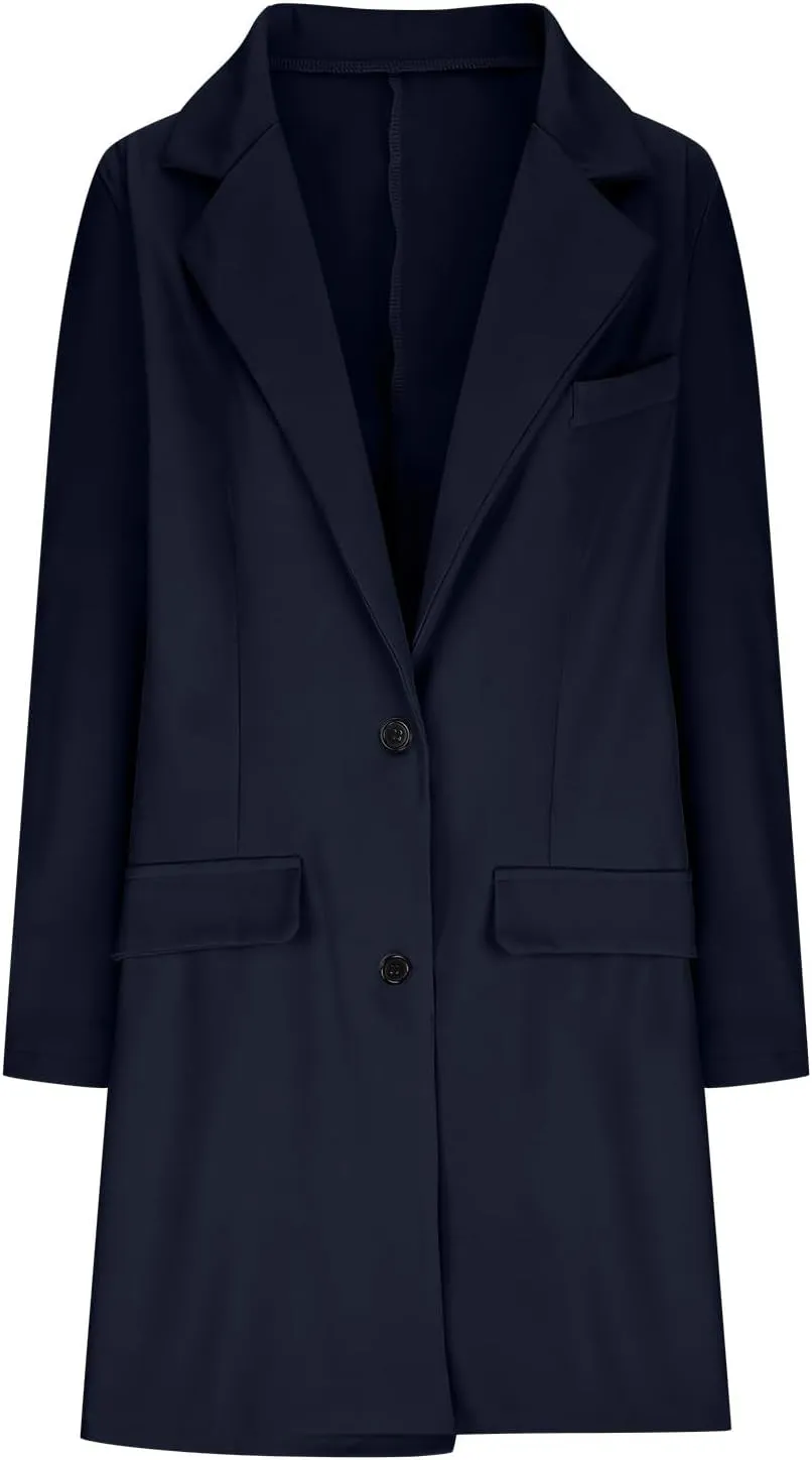cooki Trench Coat Women 2024 Casual Winter Coats Lapel Cardigan Pea Coats Warm Overcoats Fall Long Blazer Jackets