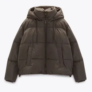 Cotton Padded Hood Puffer Jacket Waterproof Windbreaker Streetwear Loose Collar Coat Drawstring Outwear(Large)