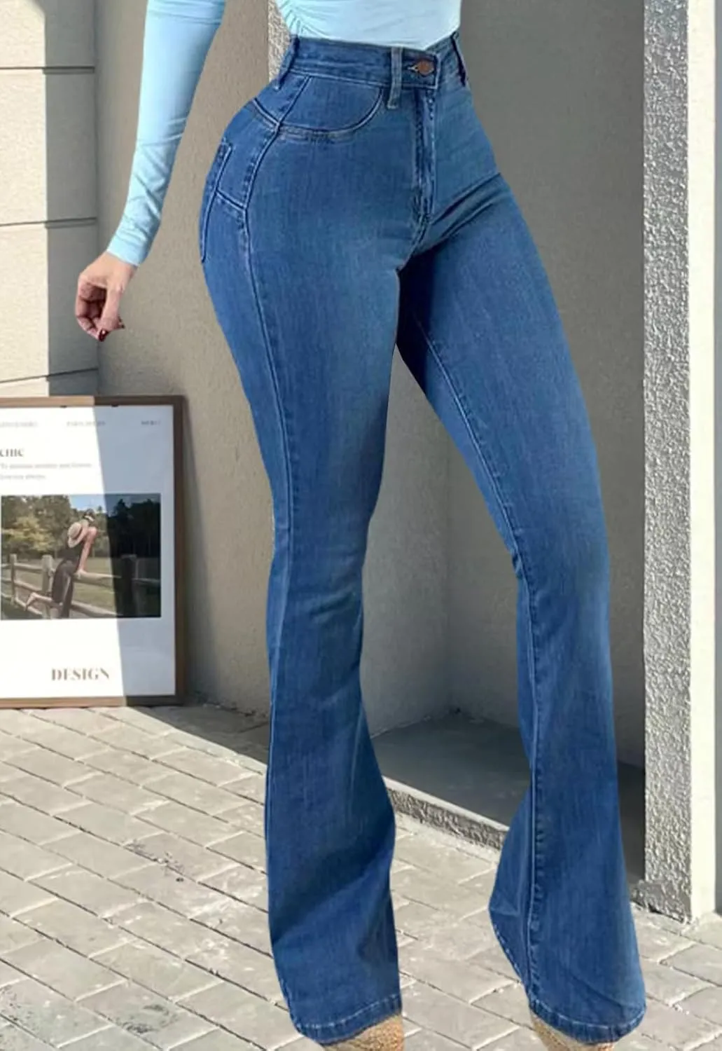 CutieLove Women's Bell Bottom Jeans High Waisted Stretchy Flared Denim Pants