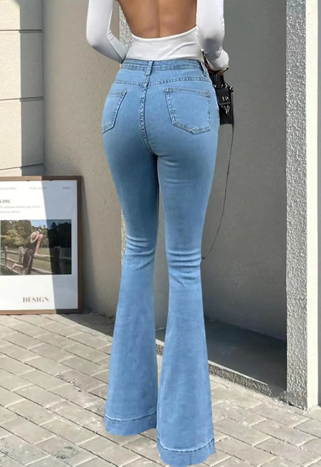 CutieLove Women's Bell Bottom Jeans High Waisted Stretchy Flared Denim Pants