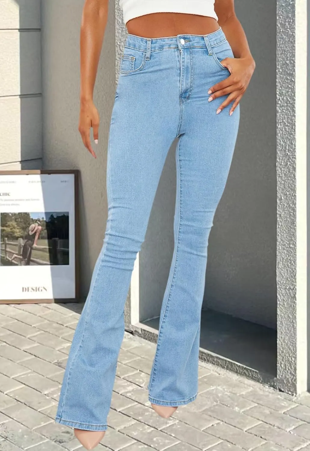 CutieLove Women's Bell Bottom Jeans High Waisted Stretchy Flared Denim Pants