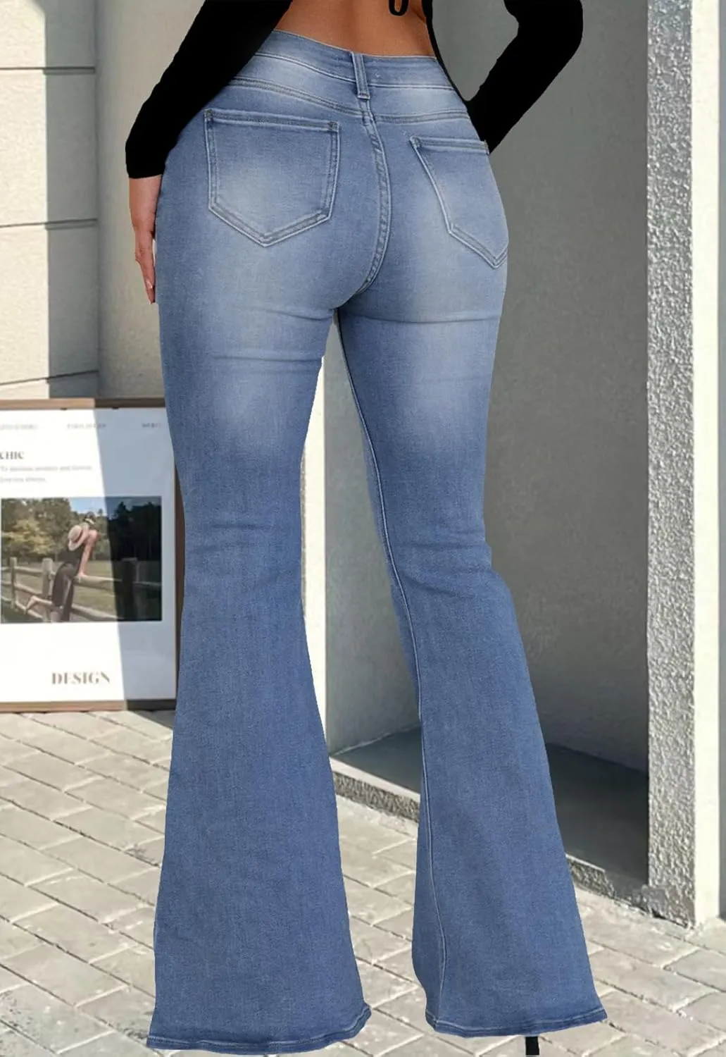 CutieLove Women's Bell Bottom Jeans High Waisted Stretchy Flared Denim Pants
