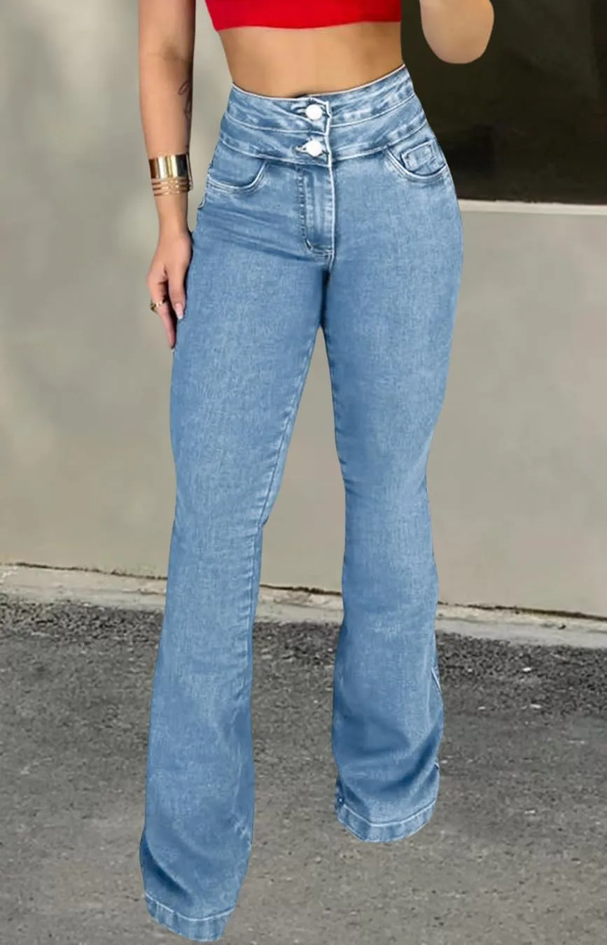 CutieLove Women's Bell Bottom Jeans High Waisted Stretchy Flared Denim Pants