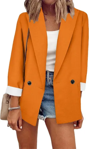 DIACACY Womens Cropped Formal Open Front Blazers Suit Long Sleeve Comfy Blazers Jacket Cardigan
