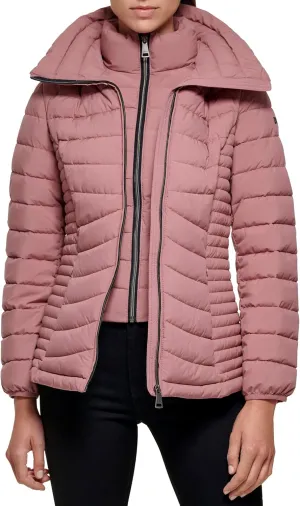 DKNY Womens Everyday Outerwear Packable Stretchy Jacket