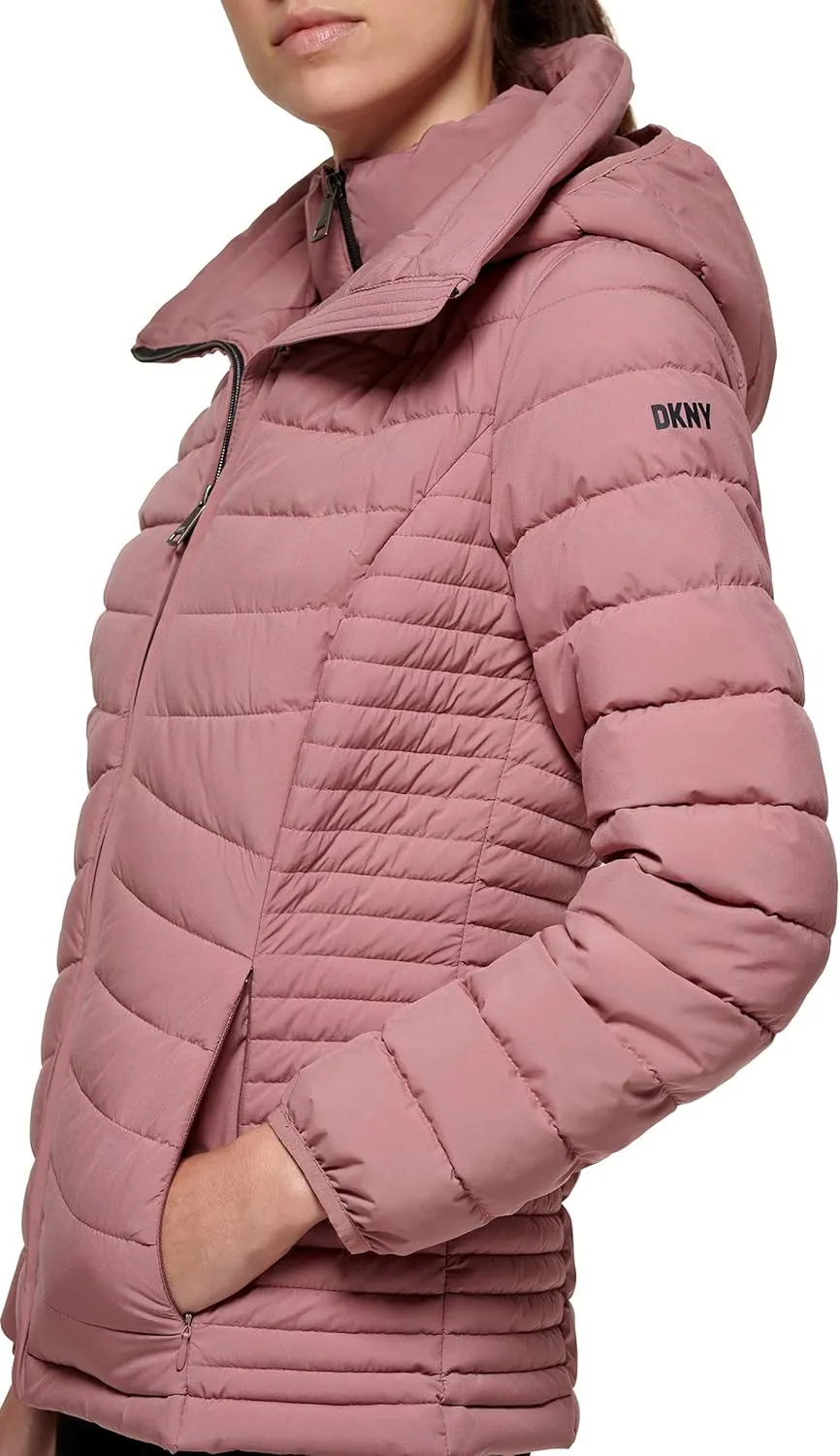 DKNY Womens Everyday Outerwear Packable Stretchy Jacket