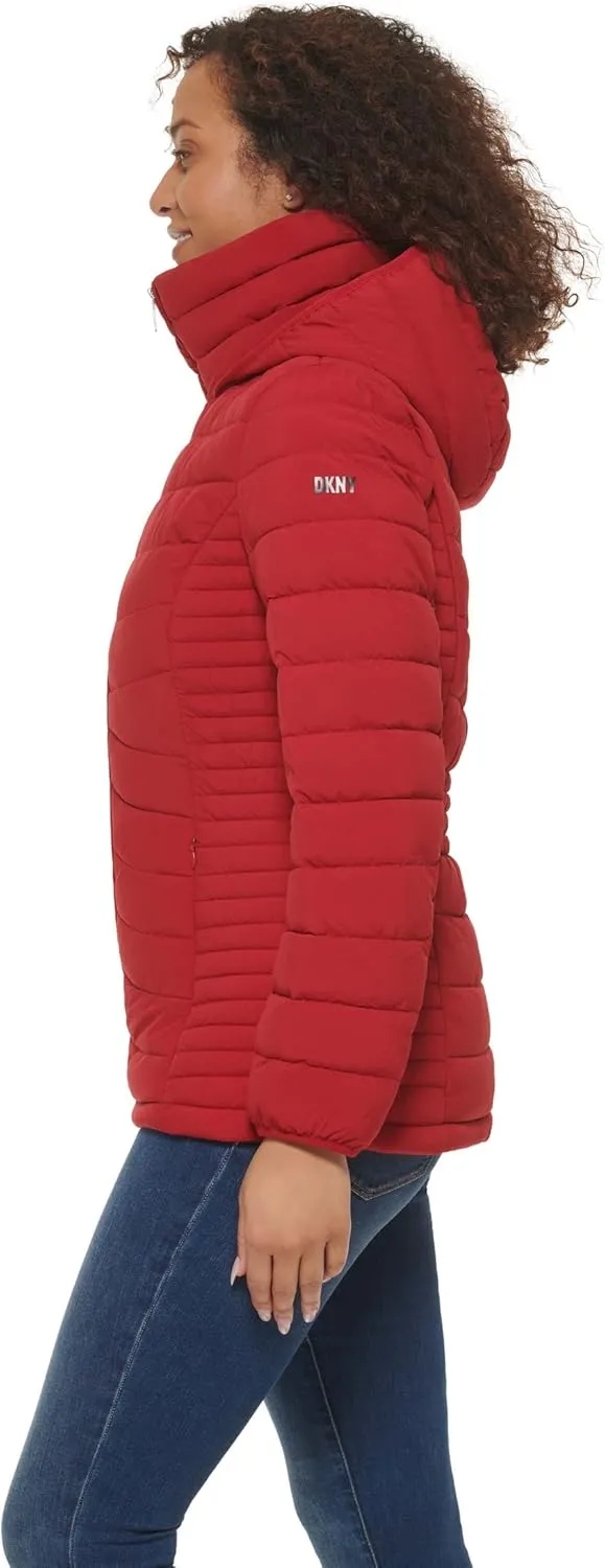 DKNY Womens Everyday Outerwear Packable Stretchy Jacket