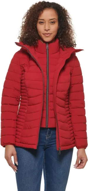DKNY Womens Everyday Outerwear Packable Stretchy Jacket