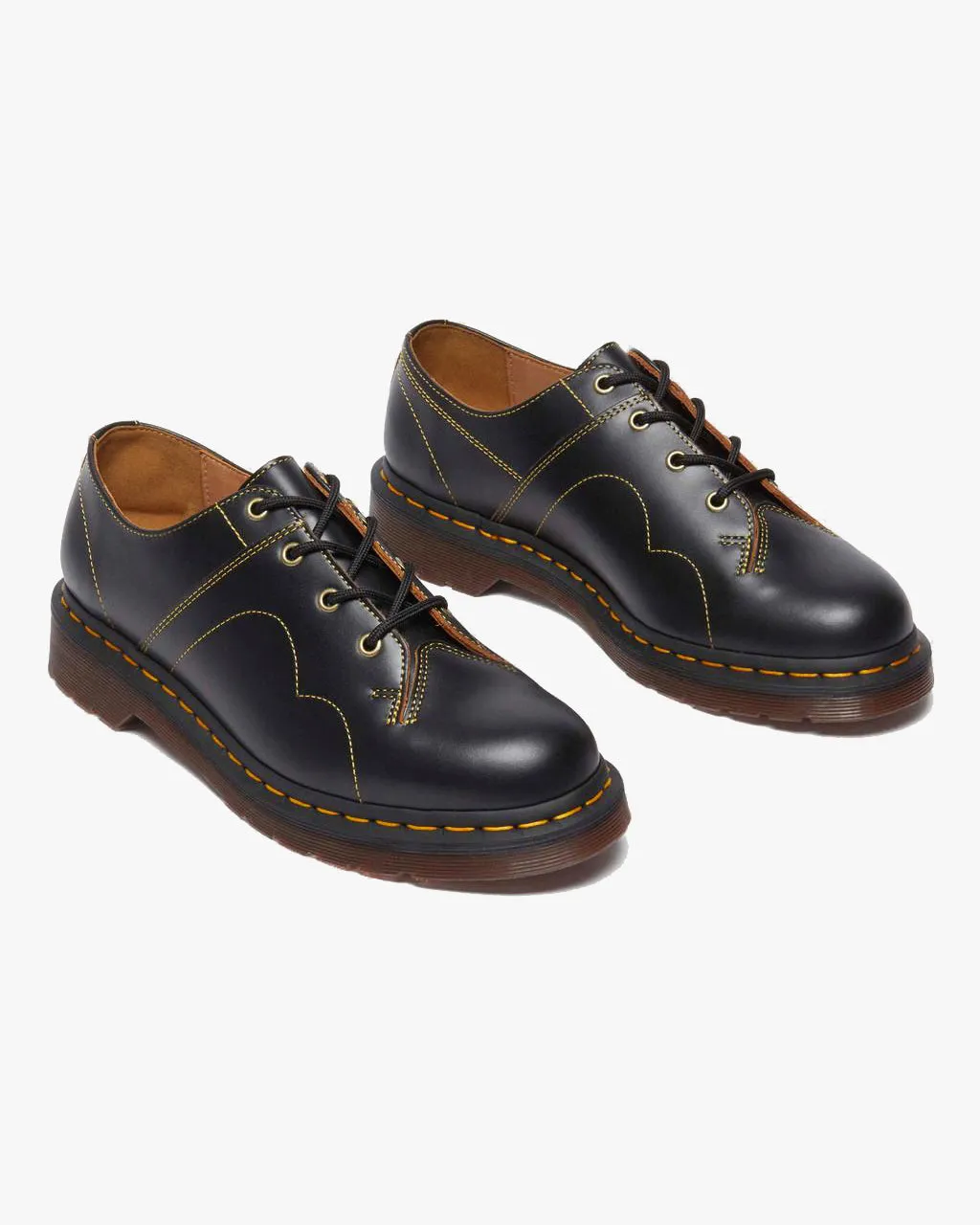 Dr Martens Archive Church Leather Shoes - Black Vintage Smooth