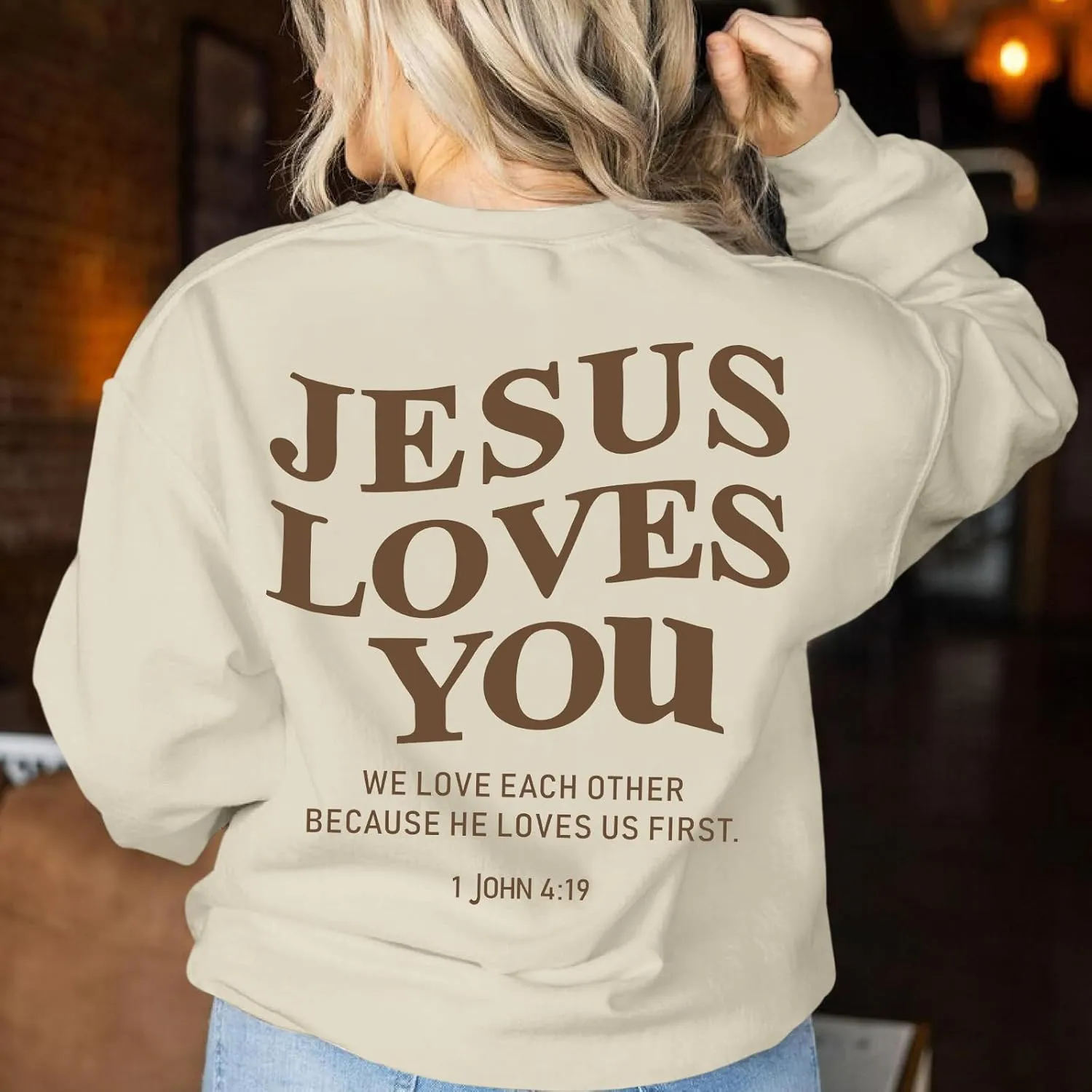 Fleece Christian Sweatshirts Women Jesus Loves You Jesus Is King Hoodie Religious Faith God Shirts Oversized Tops