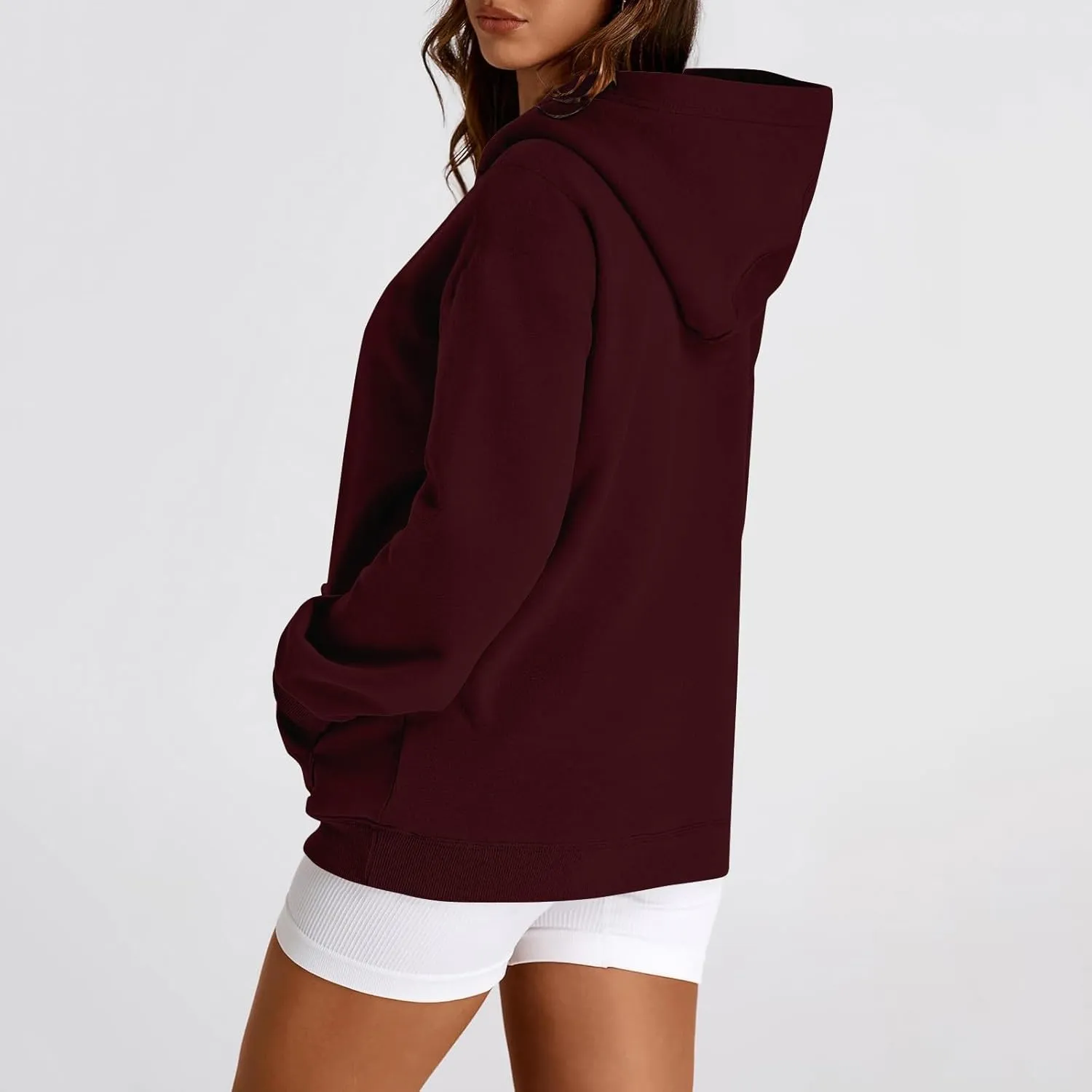 Fleece Hoodies for Women Trendy Lightweight Oversized Sweatshirt Baggy Drawstring Y2K Hoodie Pullover Tops w/Pockets