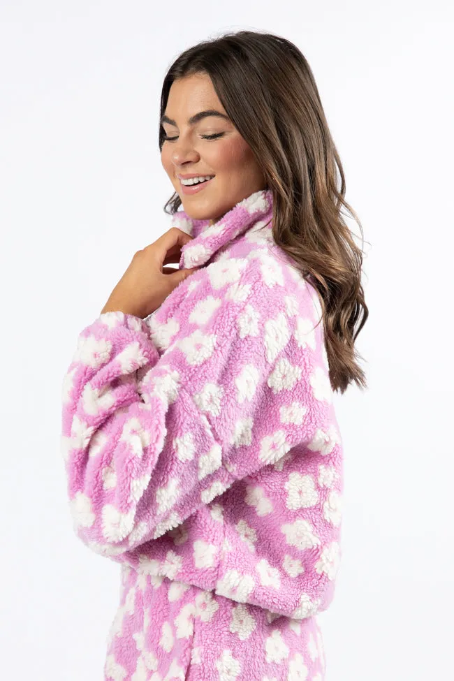Front Runner Purple Floral Sherpa Quarter Zip Pullover FINAL SALE