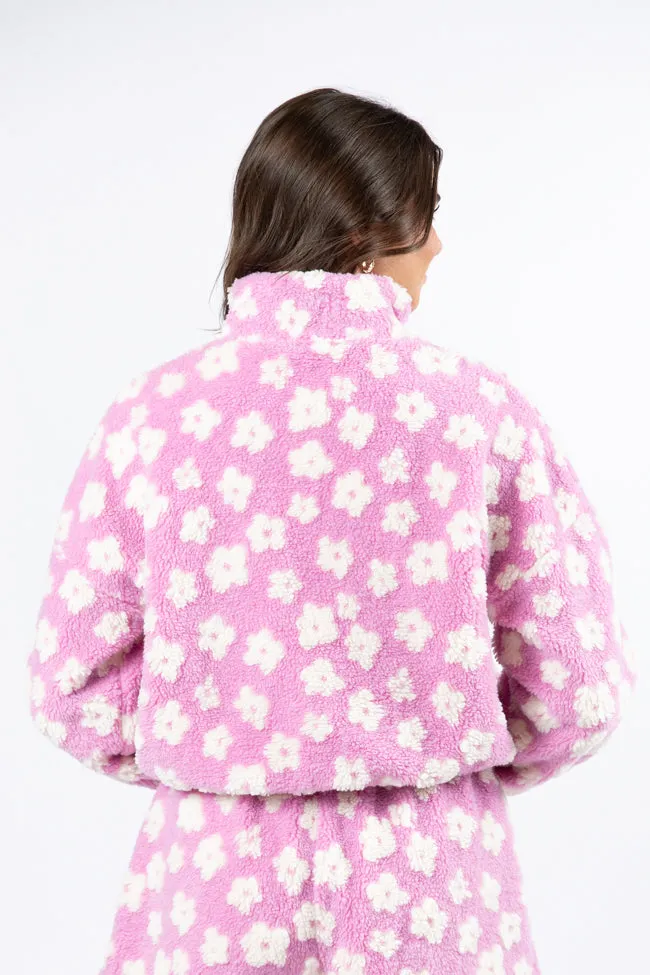 Front Runner Purple Floral Sherpa Quarter Zip Pullover FINAL SALE