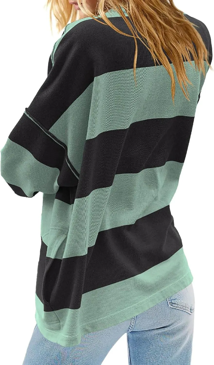 Half Zip Up Sweatshirt Women Trendy Oversized Color Block Drop Shoulder Pullover Tops Loose Long Sleeve Fall Shirts