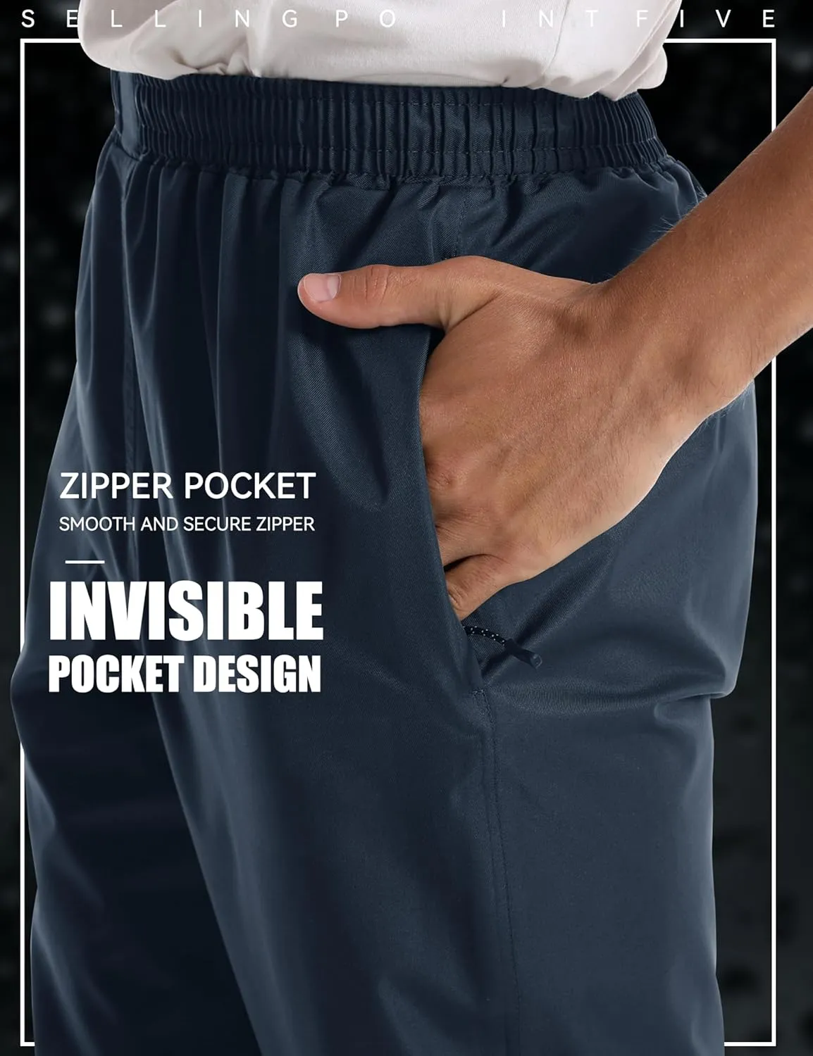 iCreek Men's Rain Pants Waterproof Rain Over Pants Hiking Pants Windproof Lightweight Outdoor for Golf, Fishing