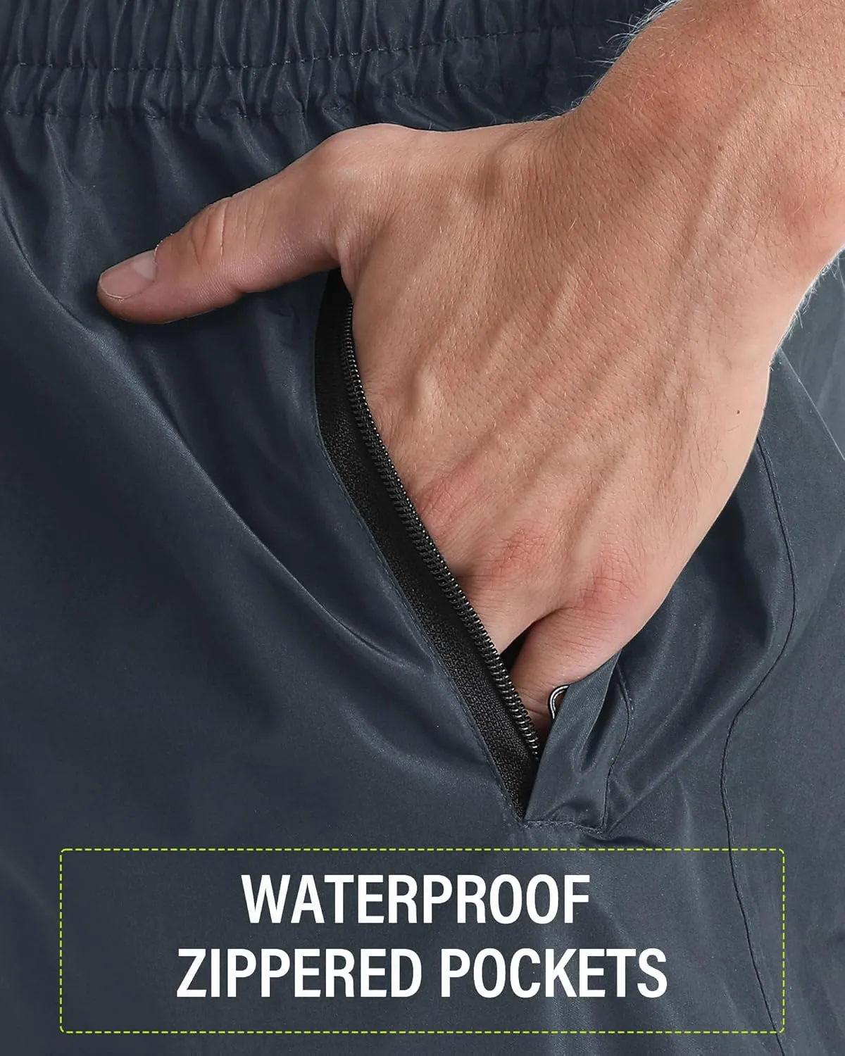 iCreek Men's Waterproof Rain Pants Lightweight Packable Windproof Outdoor Over Pants for Hiking Fishing Golf