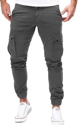 JEShifangjiusu Mens Fashion Cargo Pants Workout Athletic Joggers Sports Pants Casual Chino Running Trousers Sweatpants Pocket