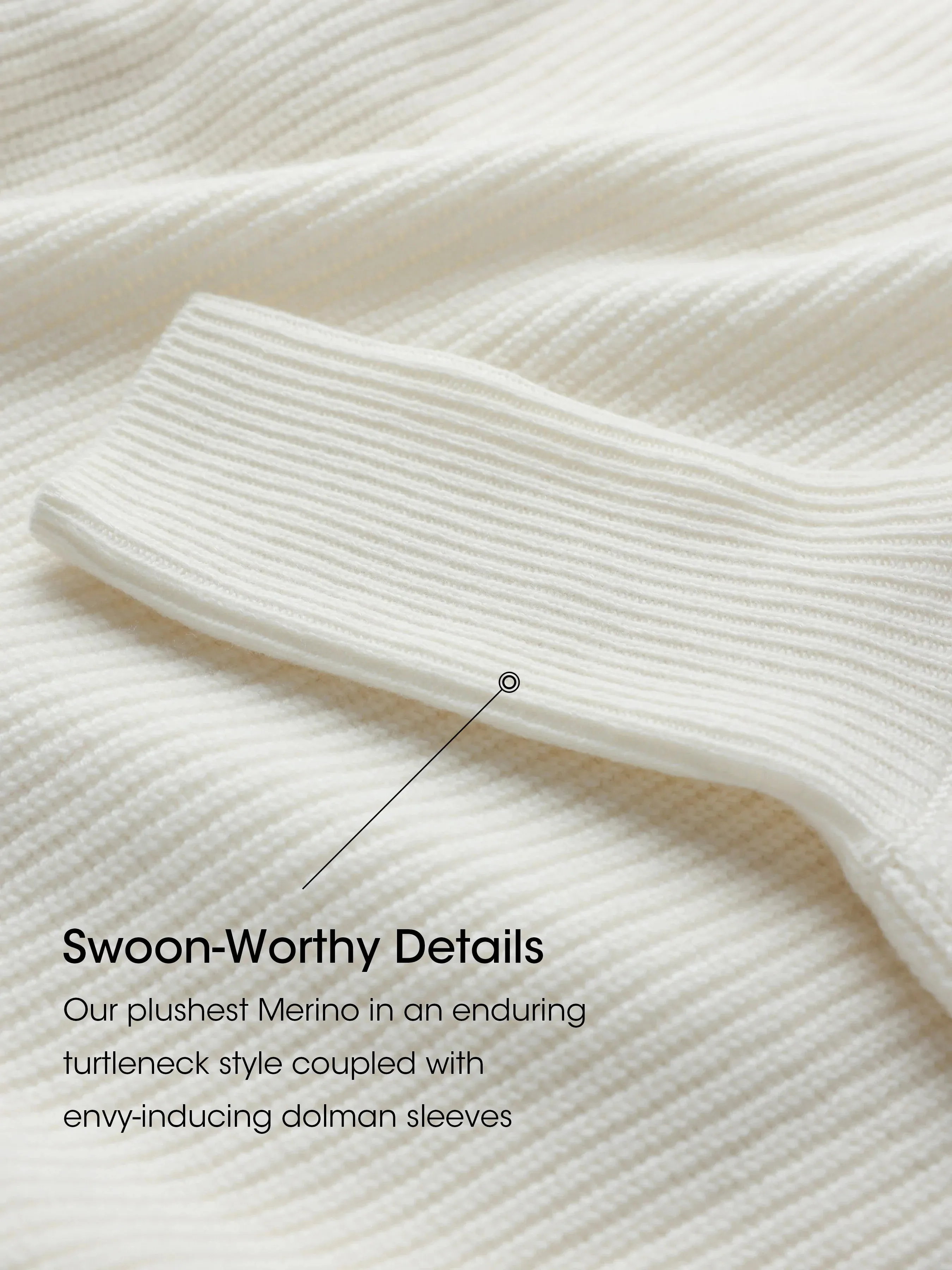 Lana 100% Merino Wool White Oversized Turtleneck Pullover