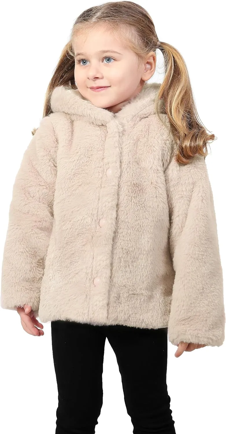 Lilax Girls Cozy Hooded Winter Faux Fur Jacket Coat