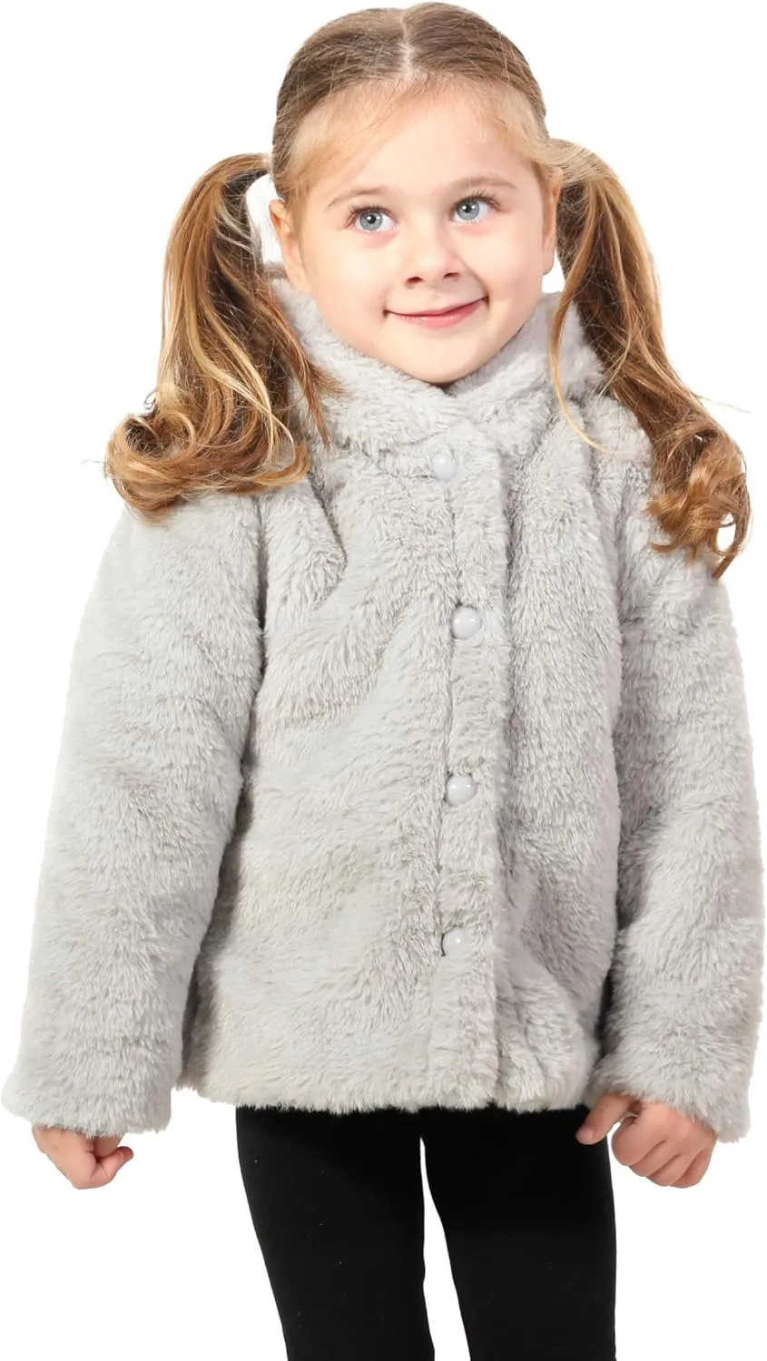 Lilax Girls Cozy Hooded Winter Faux Fur Jacket Coat