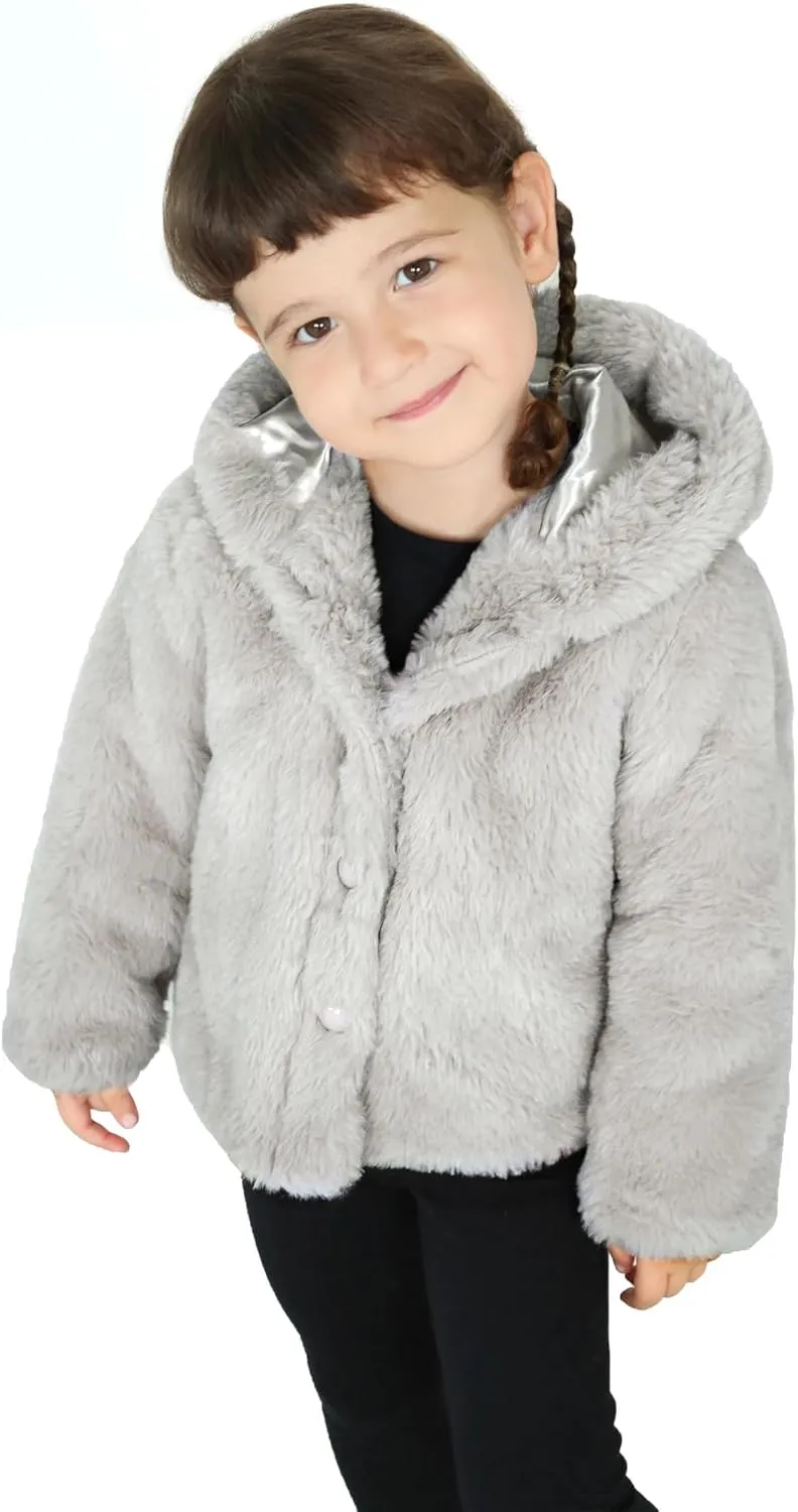 Lilax Girls Cozy Hooded Winter Faux Fur Jacket Coat