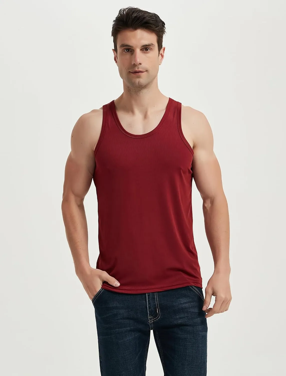 Locachy Men's Quick Dry Stretchy Workout Tank Top Athletic Gym Bodybuilding Fitness Sleeveless T-Shirts